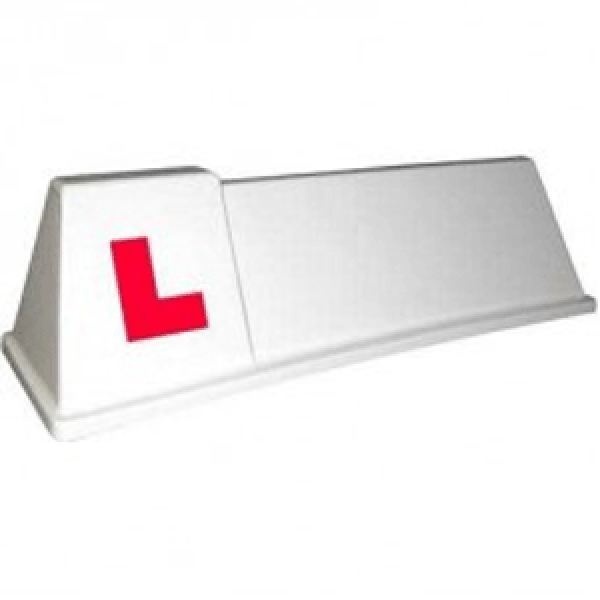 White Professional Roof Sign with L-Plates Applied